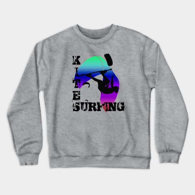 Kite Surfing WIth Freestyle Kitesurfer And Kite Crewneck Sweatshirt by taiche